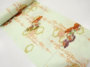 アンティーク　雲取りに菊・梅・古典柄模様　着尺反物